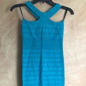 Bebe teal blue body con dress
